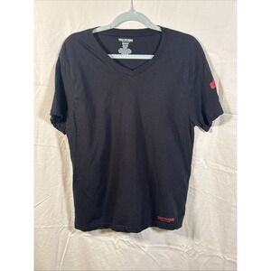 True‎ Religion T-Shirt Men Med Black V-Neck Short Sleeve Cotton Logo Casual Tee